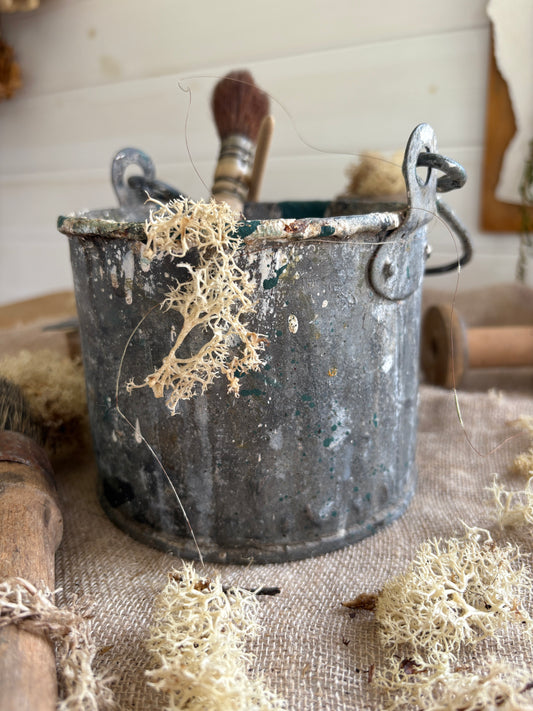 Vintage Galvanised Metal Paint Kettle