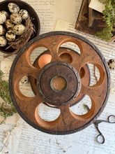 Load image into Gallery viewer, Antique Bobbin Spool Egg Holder with Egg Timer