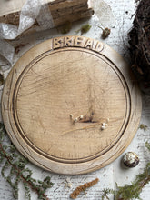 Load image into Gallery viewer, Round Vintage Bread Board – Rustic “BREAD” & Sunflower Designs