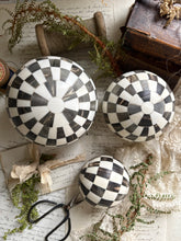 Load image into Gallery viewer, Set of Three Decorative Black & White Check Balls