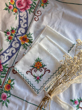Load image into Gallery viewer, Vintage Square Embroidered Tablecloth with Six Matching Napkins