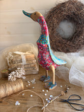 Load image into Gallery viewer, Hand-Carved Wooden Duck Floral Decoupage Design