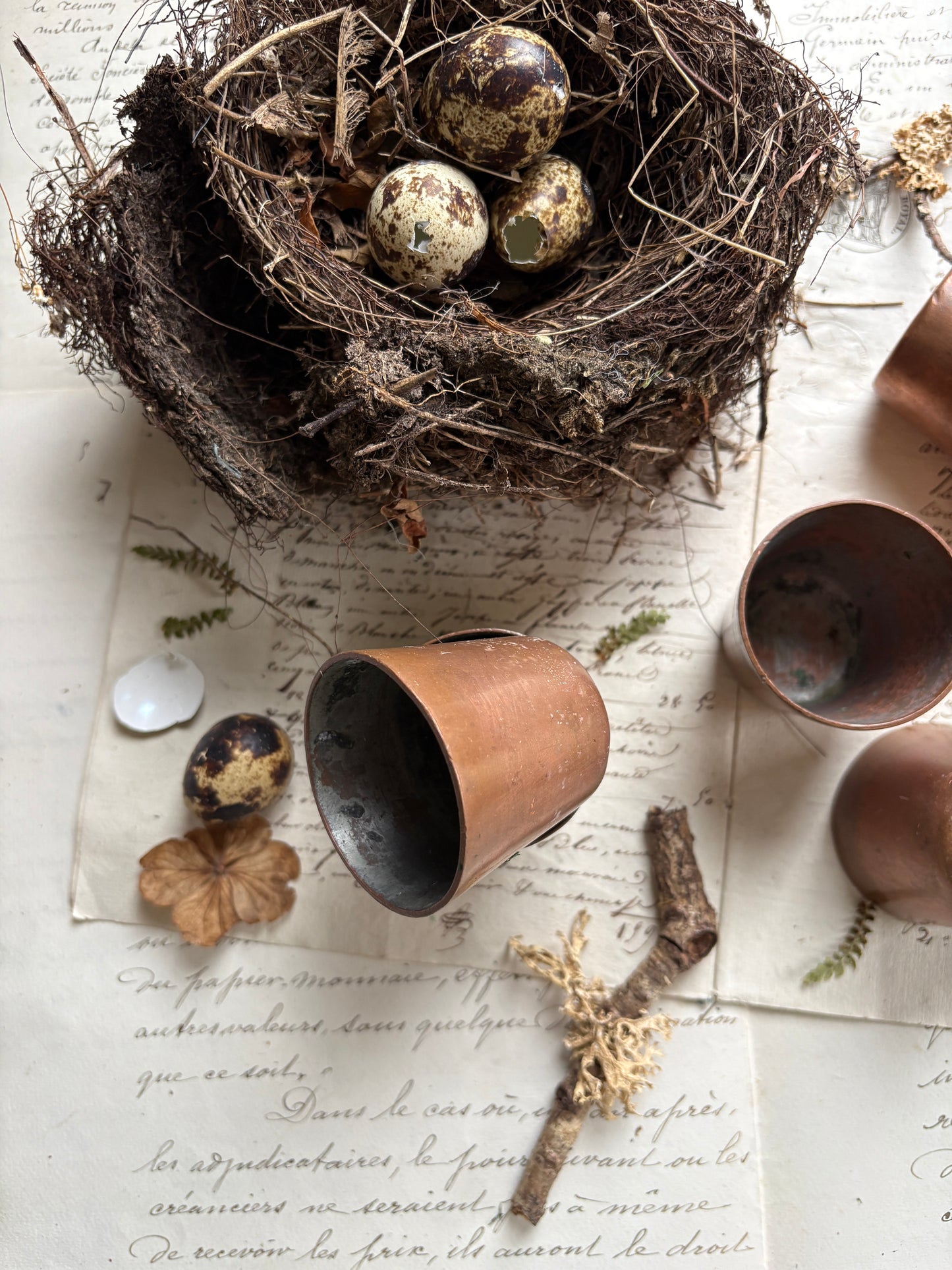 Set of Six Antique Copper Water Cups