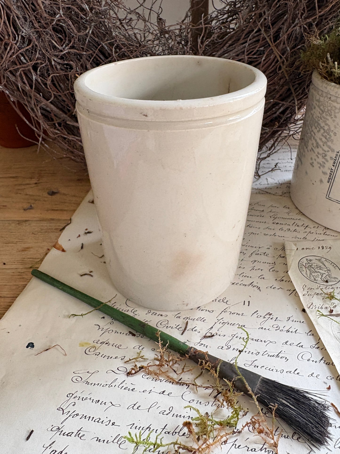 Set of Three Vintage Marmalade Earthenware Pots