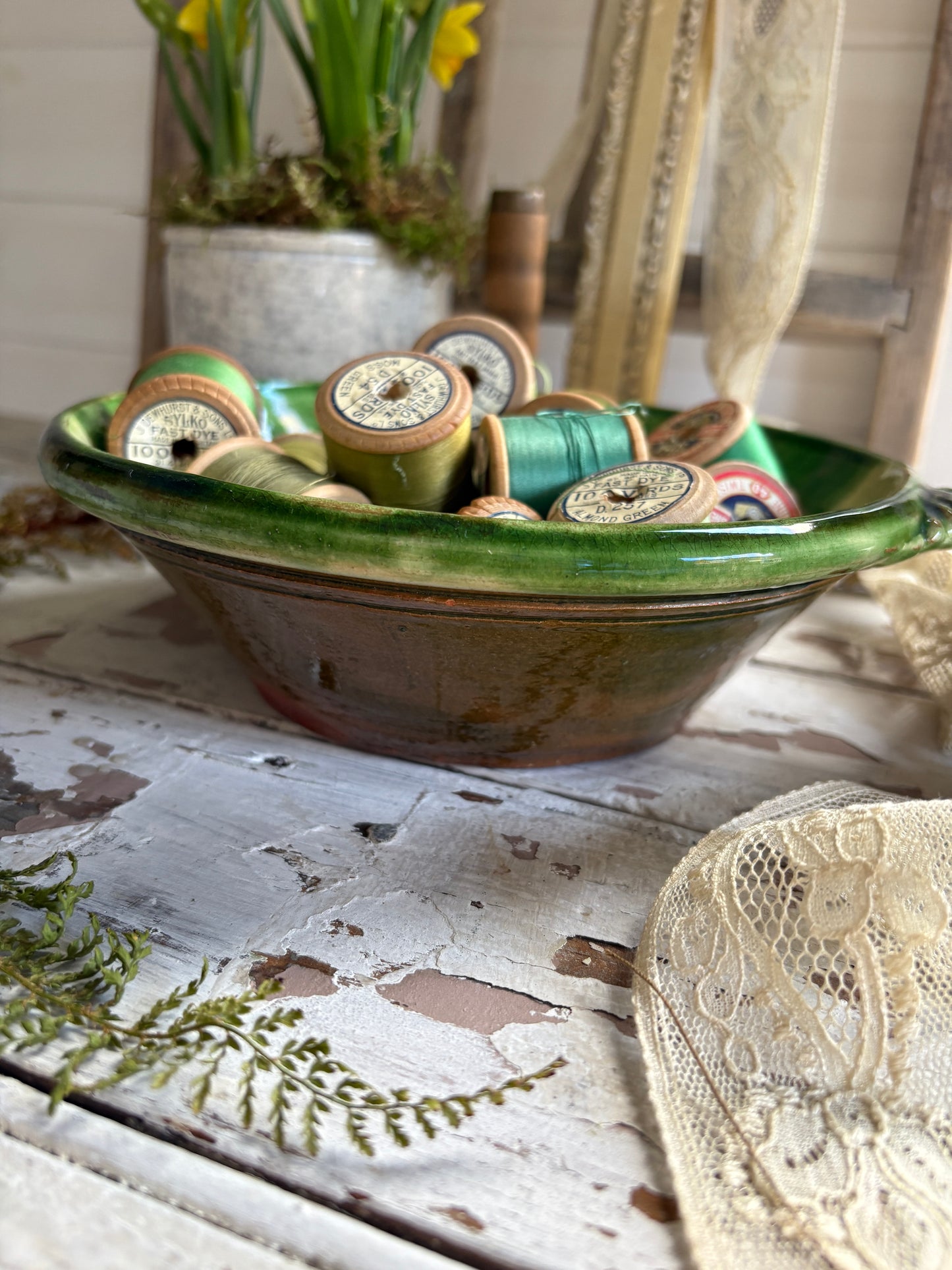 Antique Glazed Earthenware Bowl