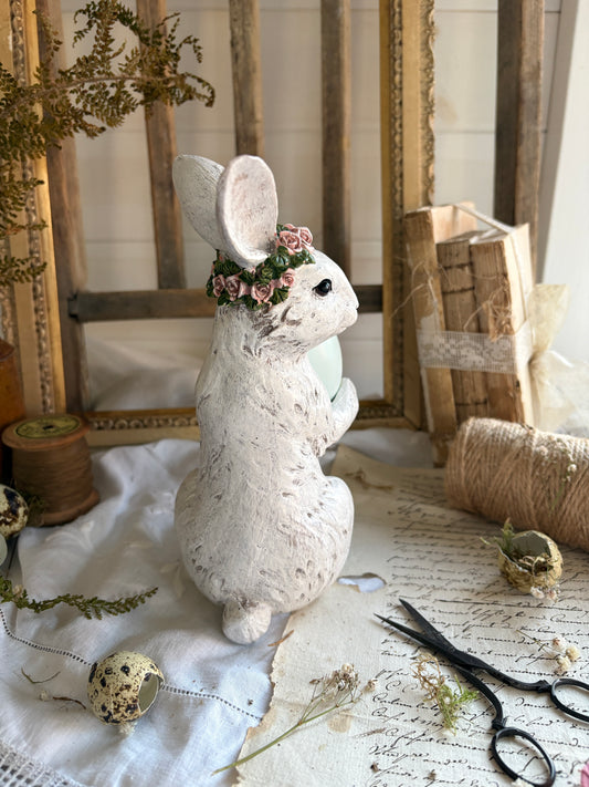 Large White Resin Rabbit
