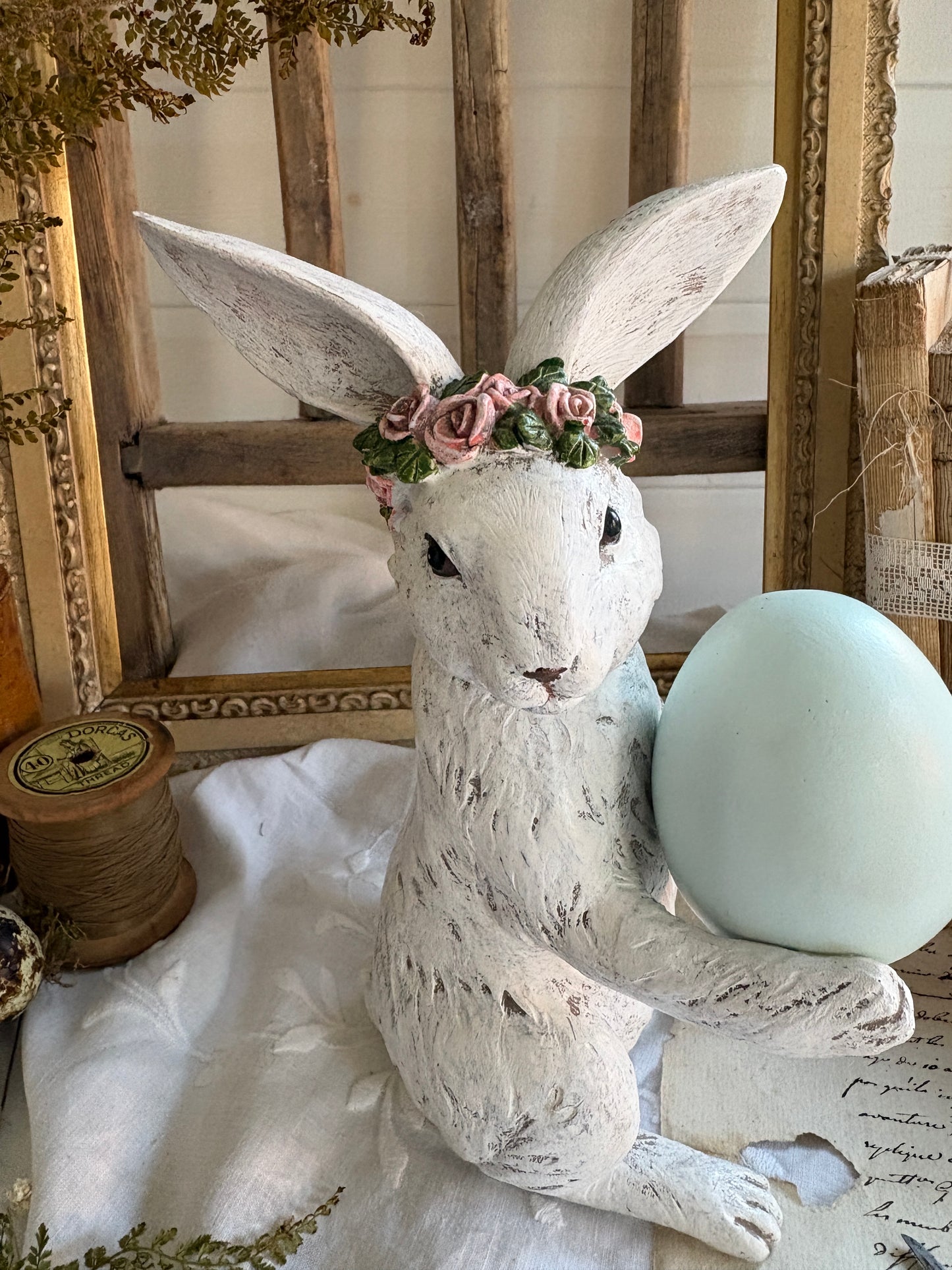 Large White Resin Rabbit