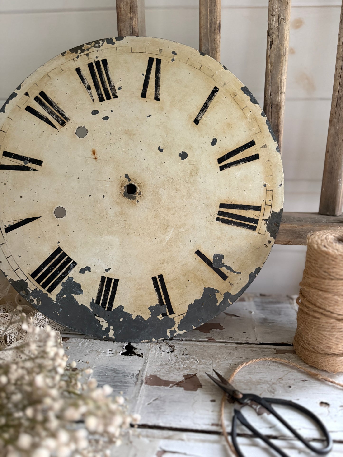 Large Vintage Enamel Clock Face