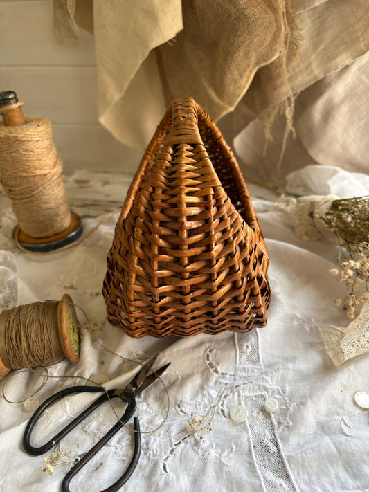 Vintage Child’s Gondola Shaped Wicker Basket with Handle