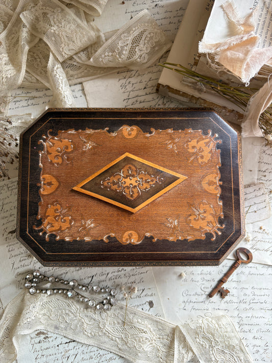 Vintage Italian Marquetry Musical Jewellery Box