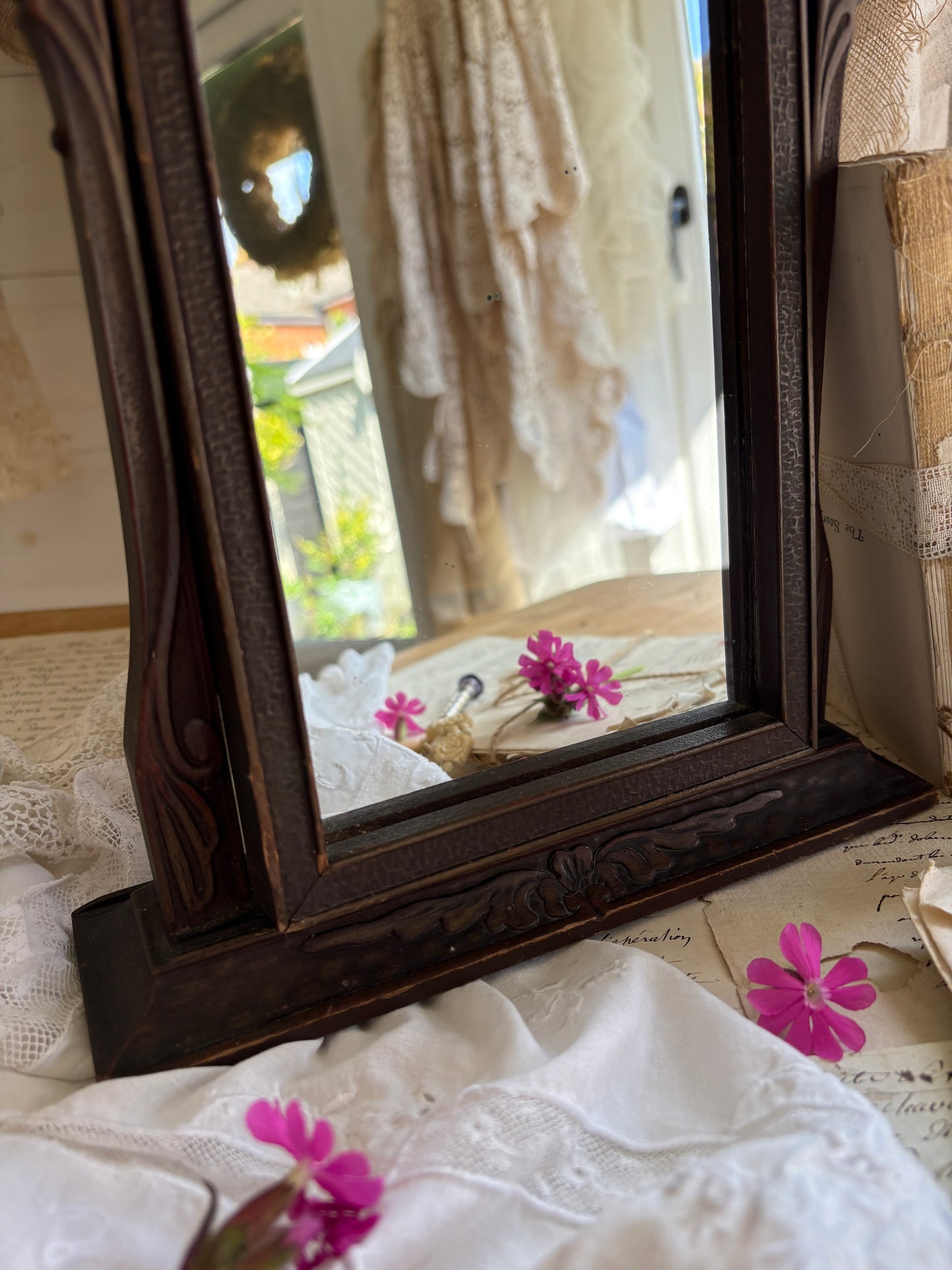 Antique Art Nouveau Style Swing Vanity Mirror
