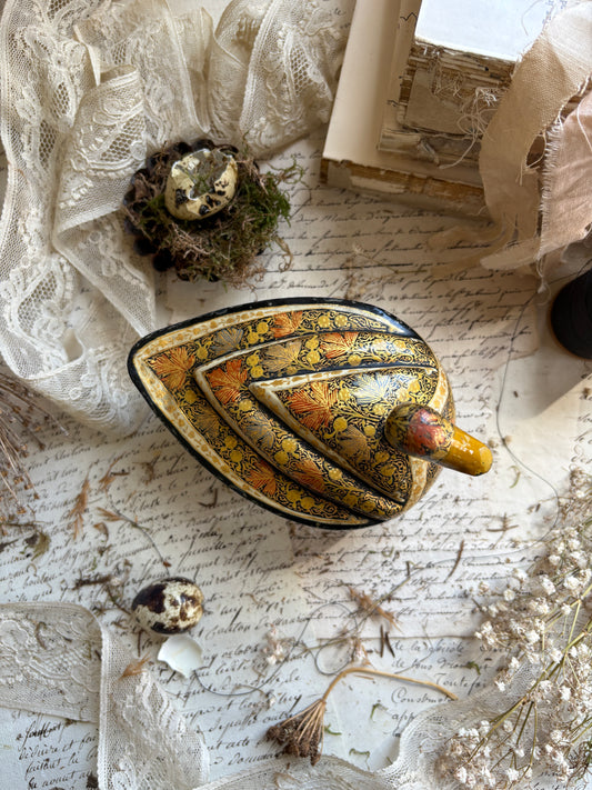 Antique Papier Mâché Lidded Duck Box