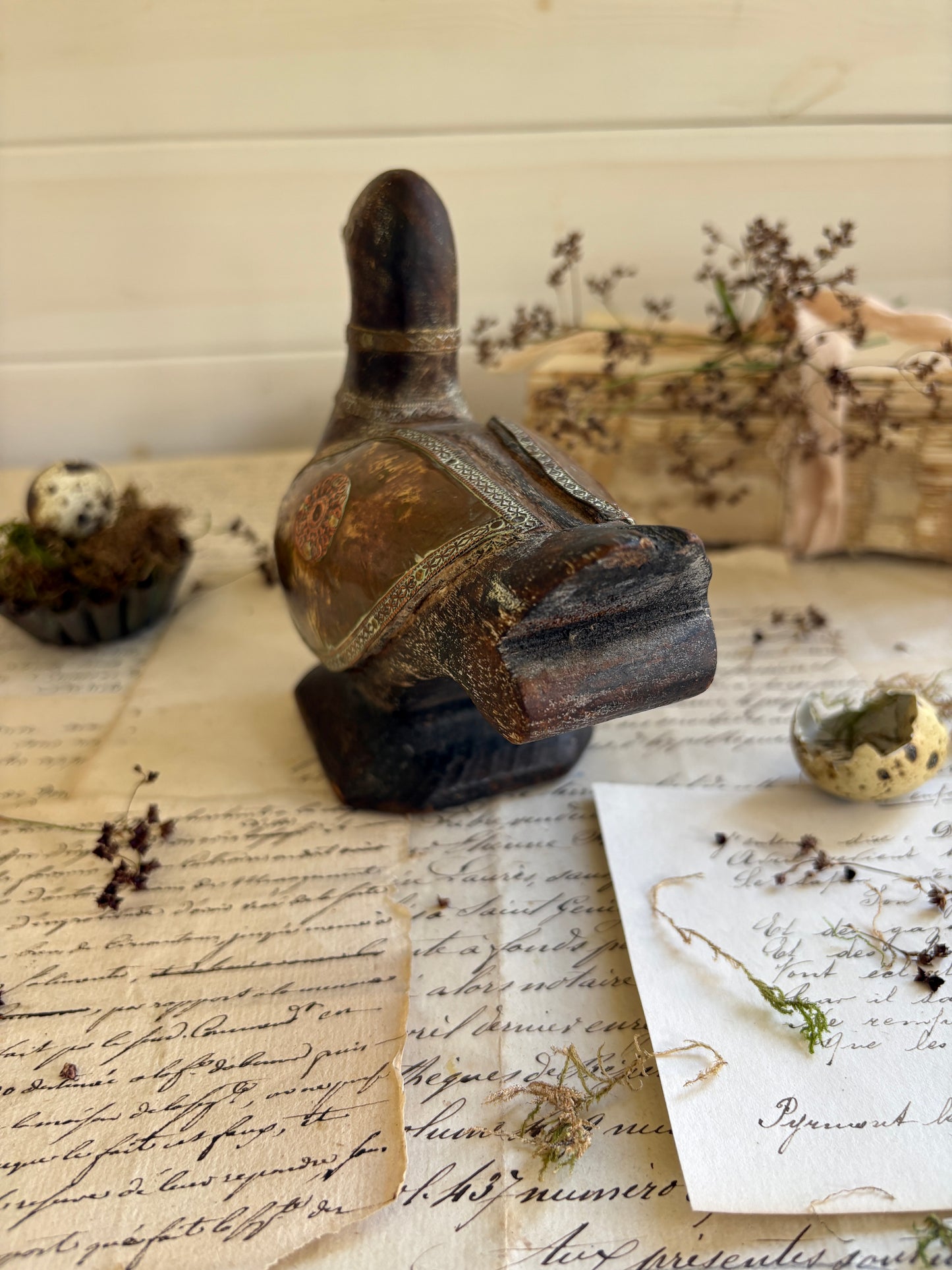 Vintage Handcrafted Wooden Duck