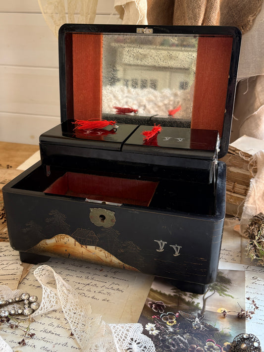Vintage Japanese Lacquer Musical Jewellery Box