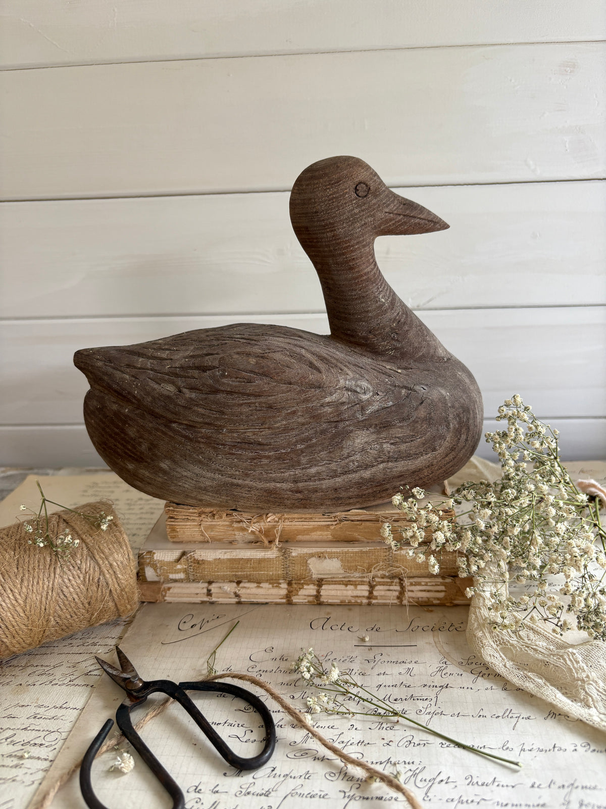 Rustic Hand Carved Wooden Duck Decoy