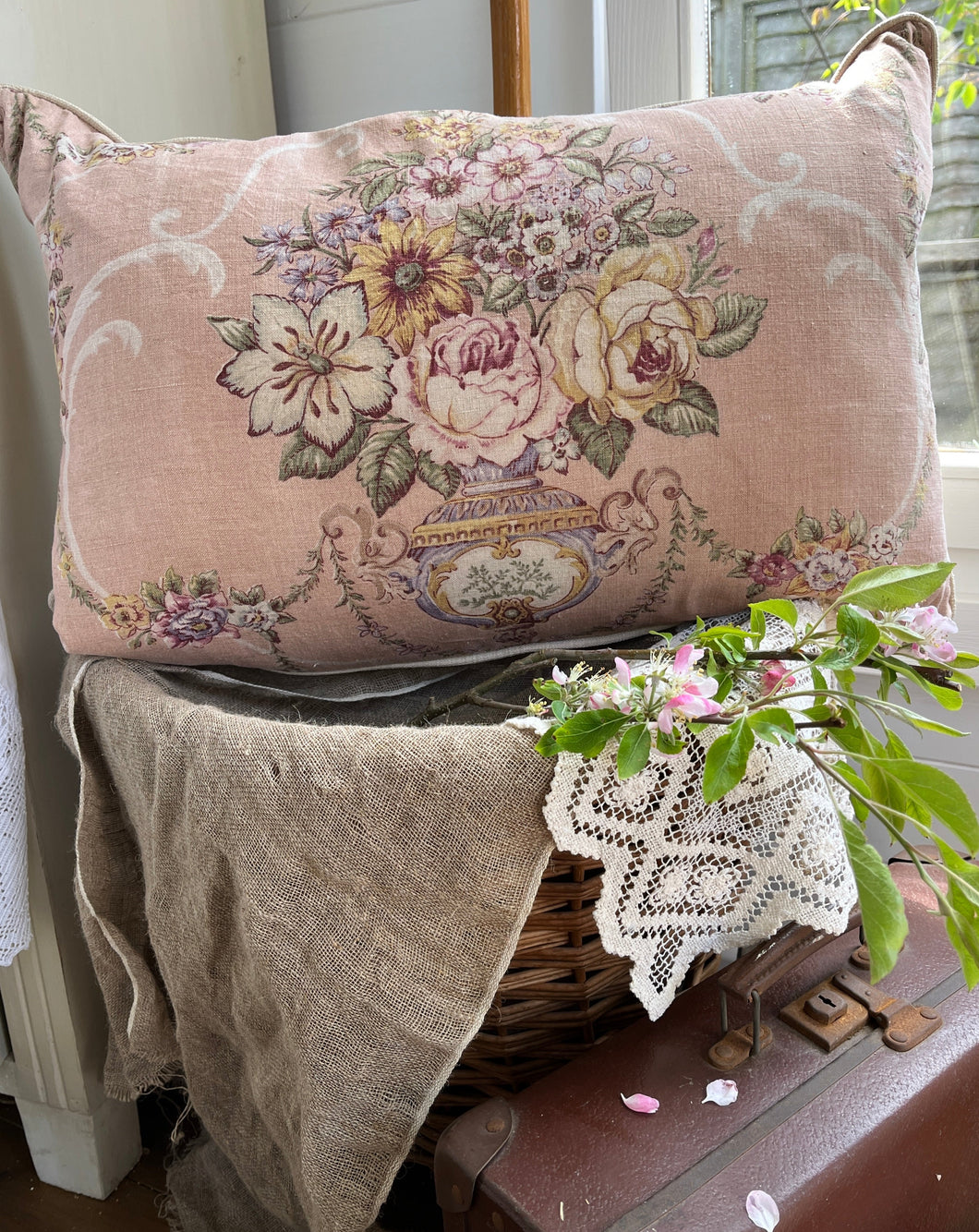 Large Floral Vintage Cushion