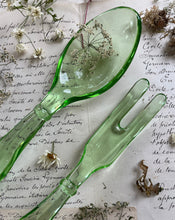 Load image into Gallery viewer, Green Glass Salad Servers
