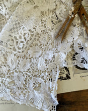 Load image into Gallery viewer, Vintage Lace and Linen Tablecloth
