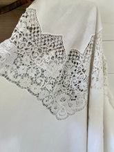 Load image into Gallery viewer, Vintage Lace and Linen Tablecloth
