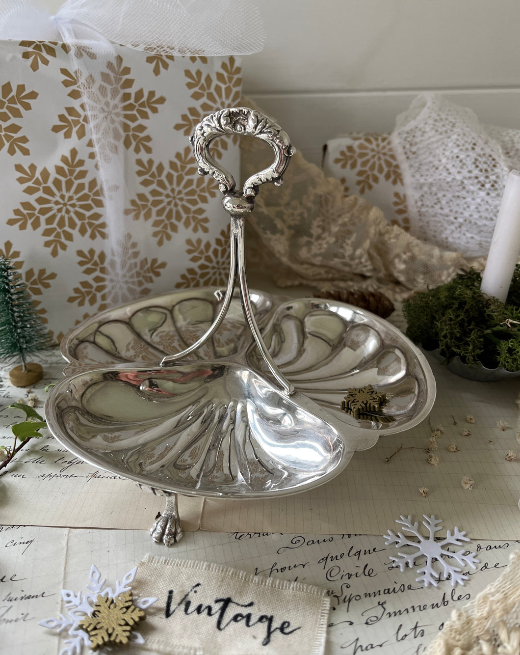 silver plated footed dish