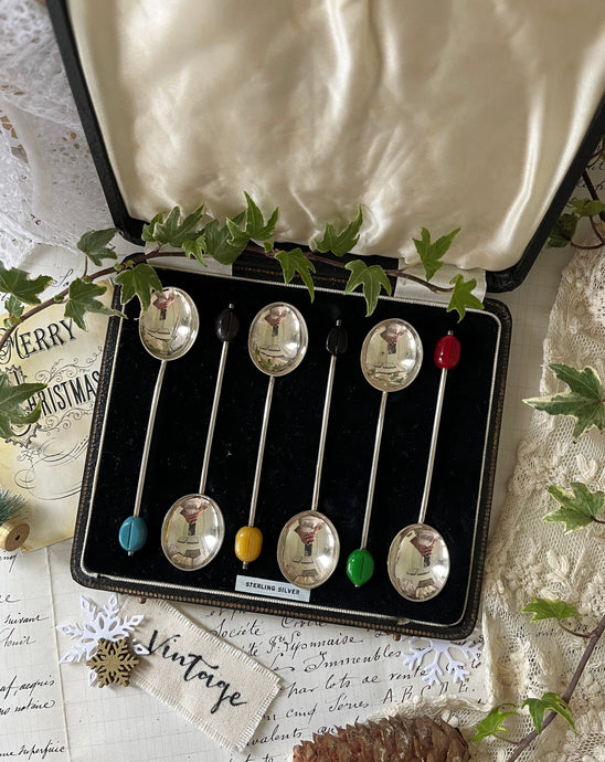 boxed sterling silver coffee bean spoons