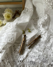 Load image into Gallery viewer, Ex Large Vintage Lace and Linen Tablecloth
