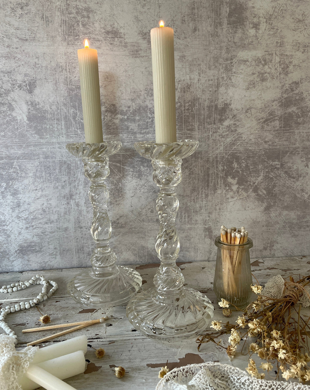twisted glass candle holder