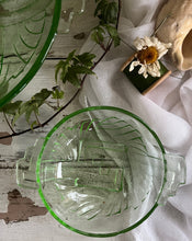 Load image into Gallery viewer, Art Deco Green Glass Dessert Set
