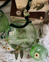 Load image into Gallery viewer, art deco green glass dessert set

