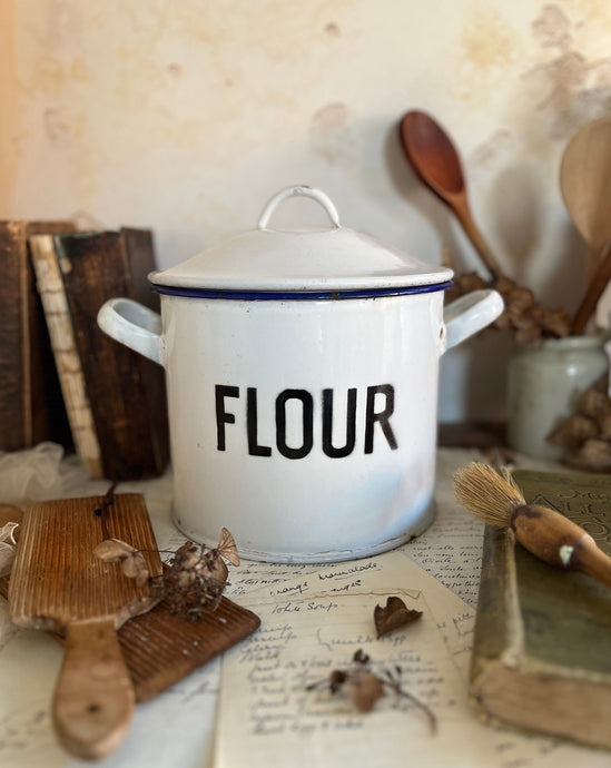vintage enamel flour bin