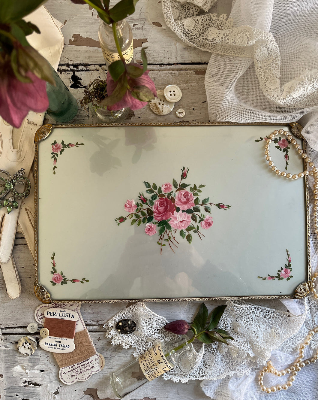 Vintage Glass Dressing Table Tray