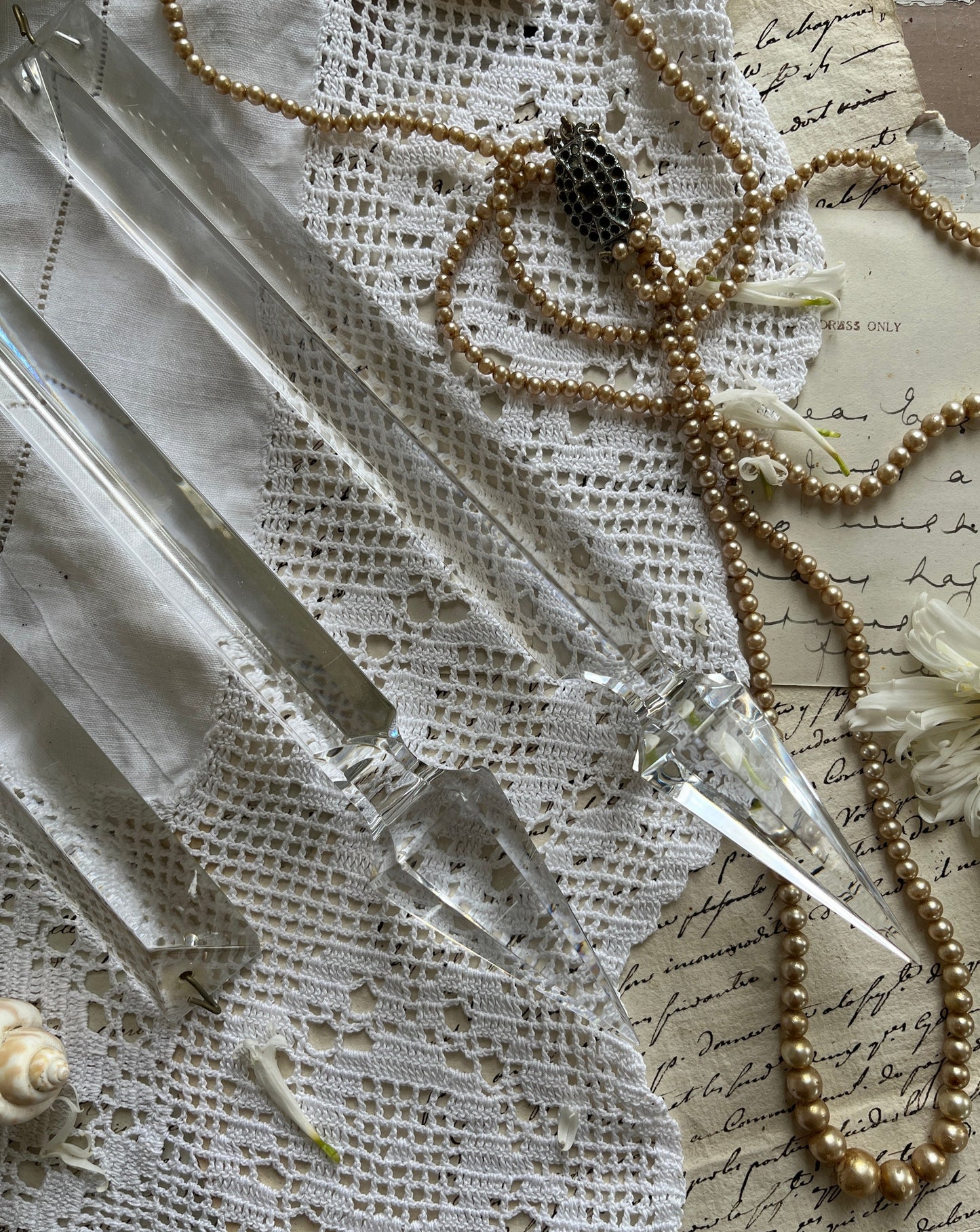 Set of Three Vintage Cut Glass Droplets