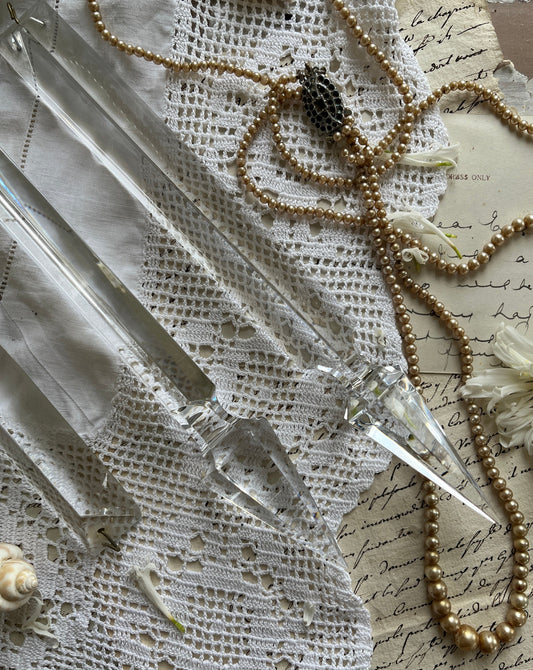 Set of Three Vintage Cut Glass Droplets