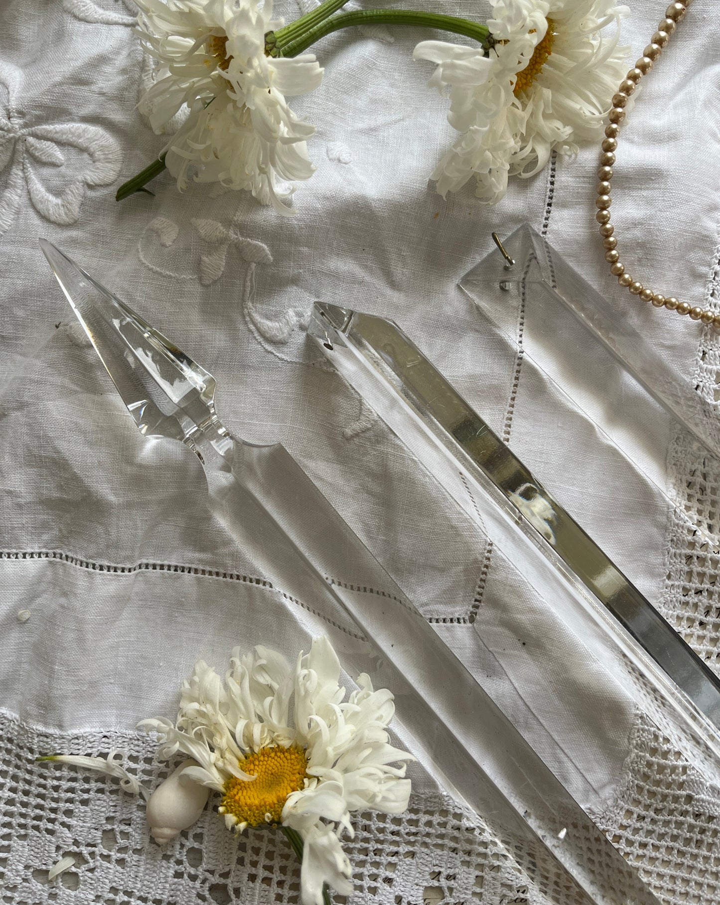 Set of Three Vintage Cut Glass Droplets