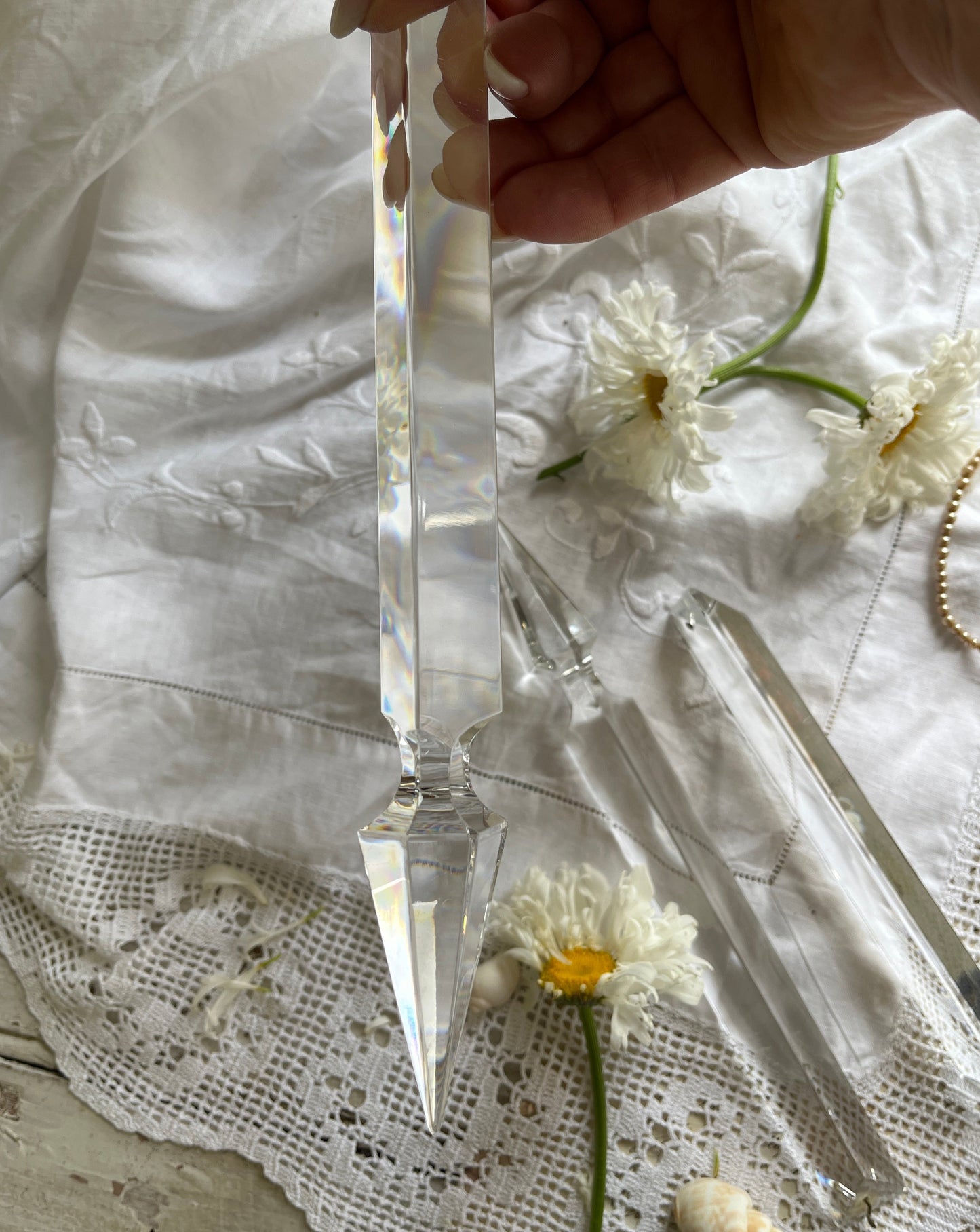 Set of Three Vintage Cut Glass Droplets