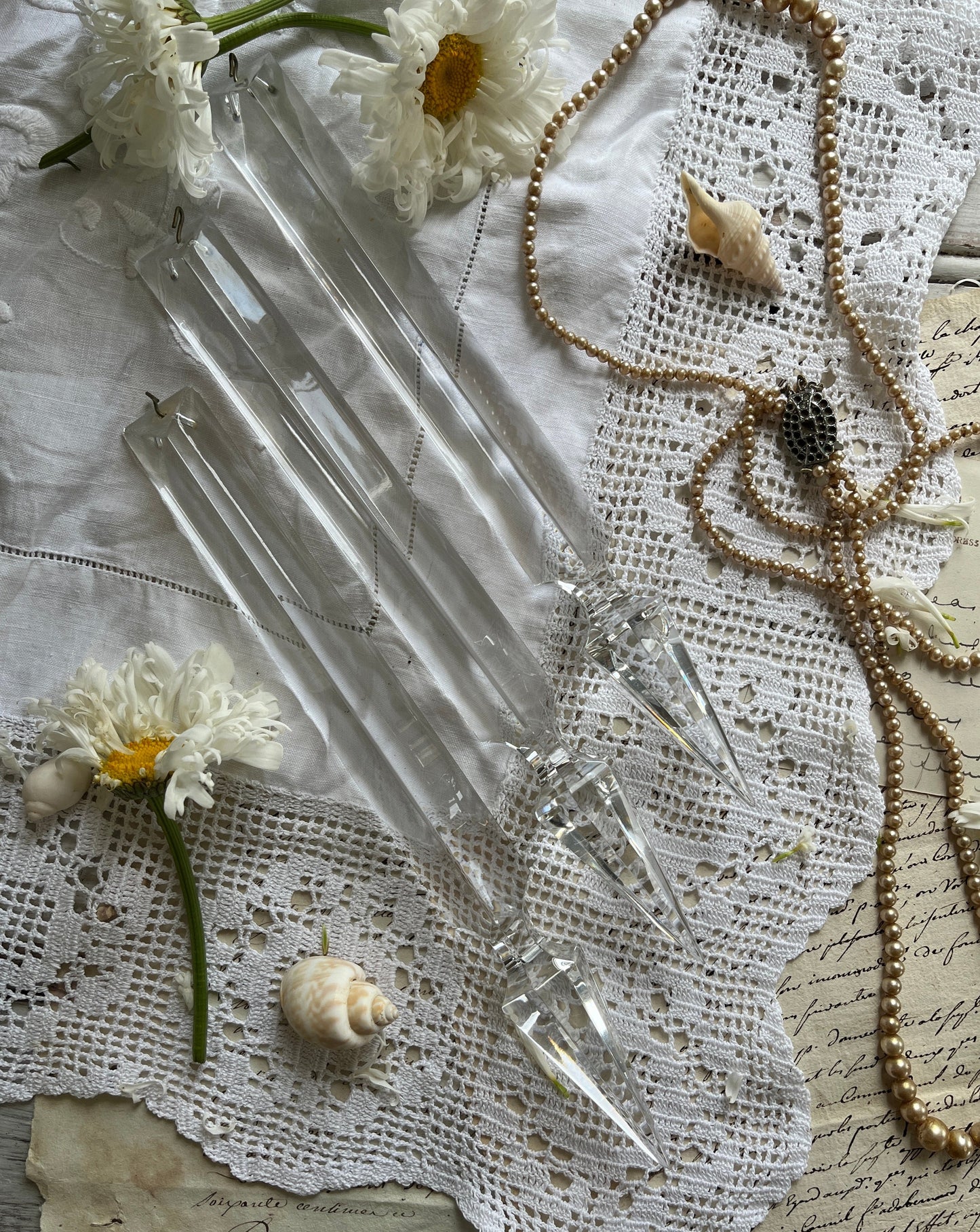 Set of Three Vintage Cut Glass Droplets