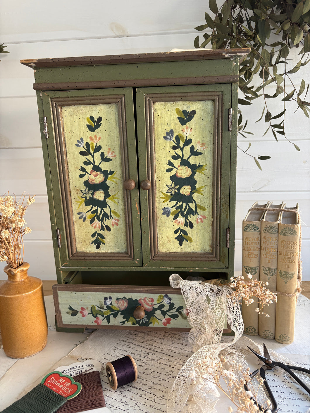 Hand Painted Vintage Cabinet