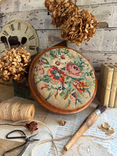 Load image into Gallery viewer, Antique Walnut Needlepoint Footstool
