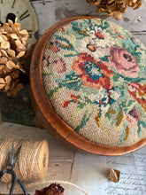 Load image into Gallery viewer, Antique Walnut Needlepoint Footstool
