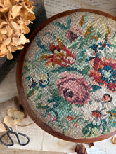 Load image into Gallery viewer, Antique Walnut Needlepoint Footstool
