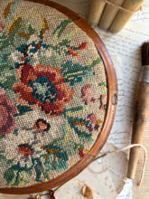 Load image into Gallery viewer, Antique Walnut Needlepoint Footstool
