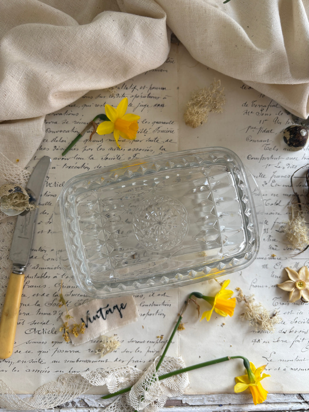Pressed Glass Butter Dish