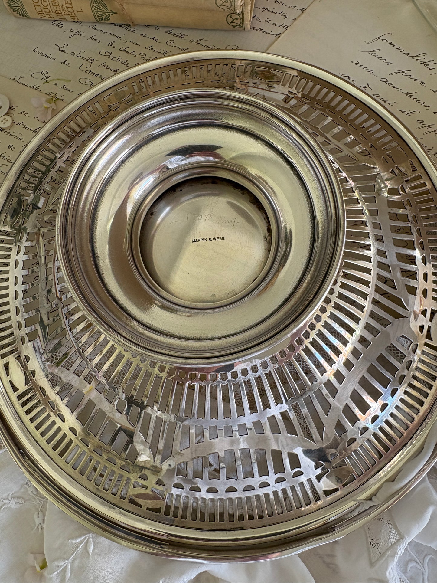 Mappin & Webb Silver-Plated Pierced Bride’s Basket Tray