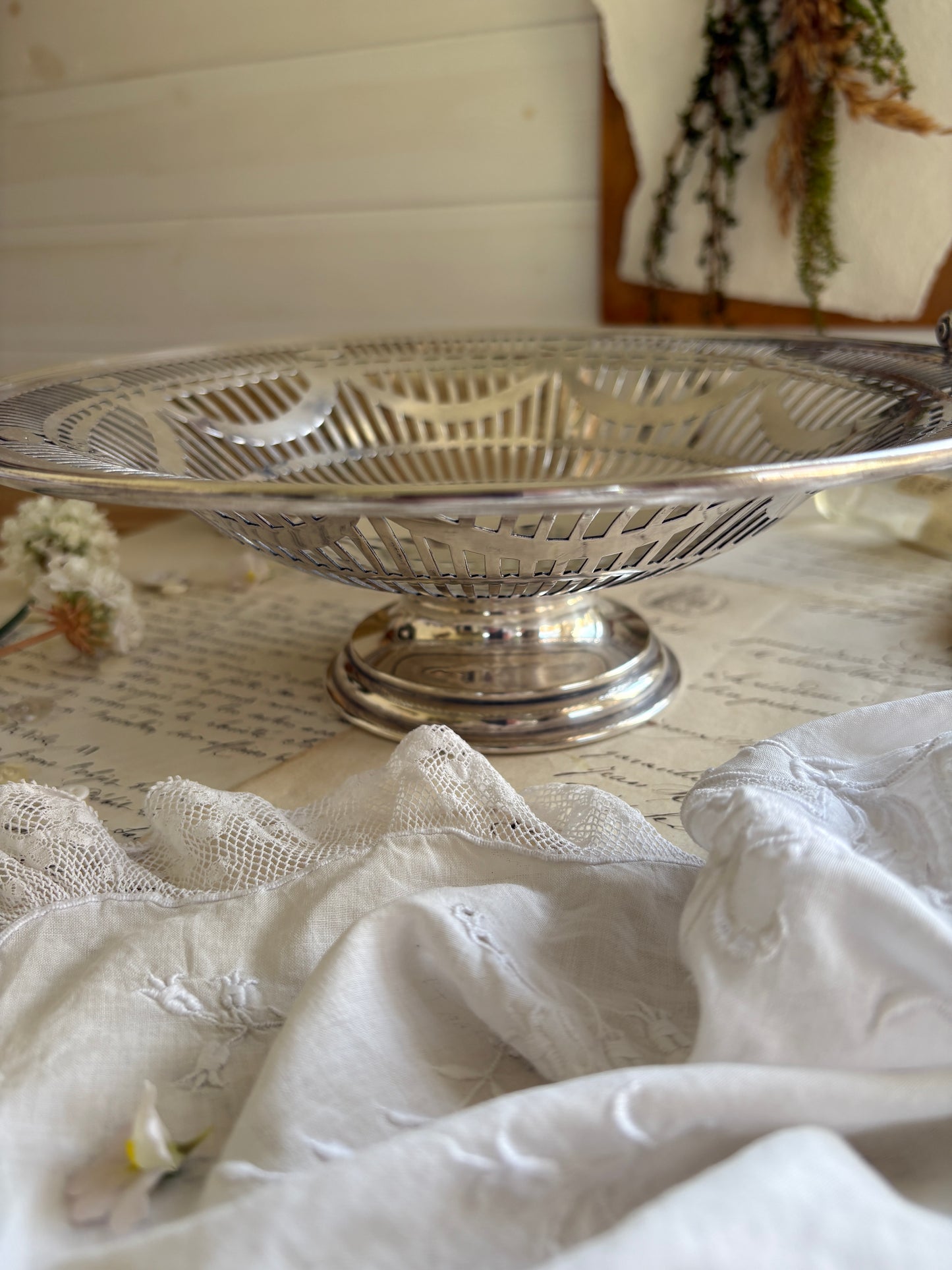 Mappin & Webb Silver-Plated Pierced Bride’s Basket Tray