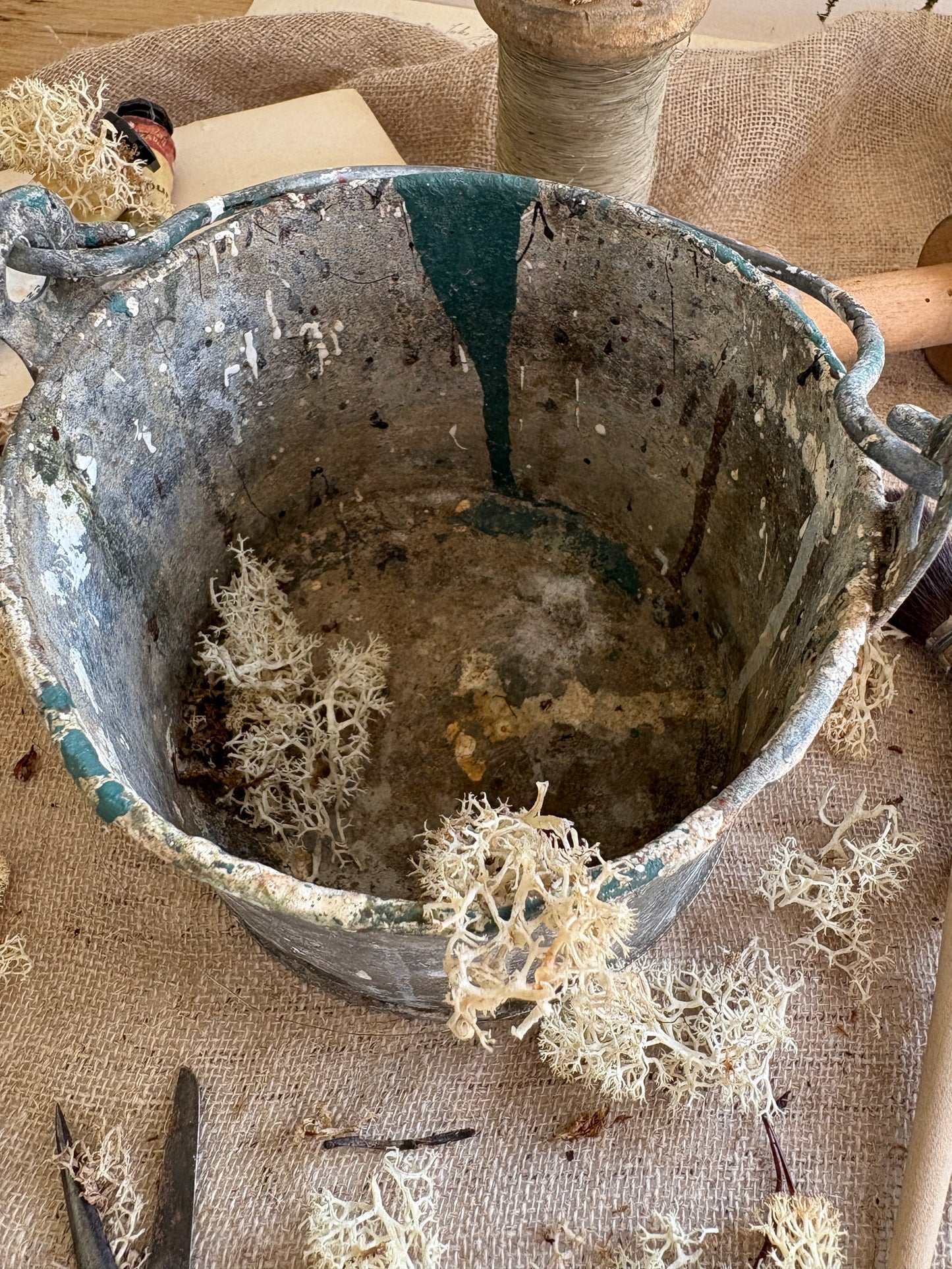 Vintage Galvanised Metal Paint Kettle