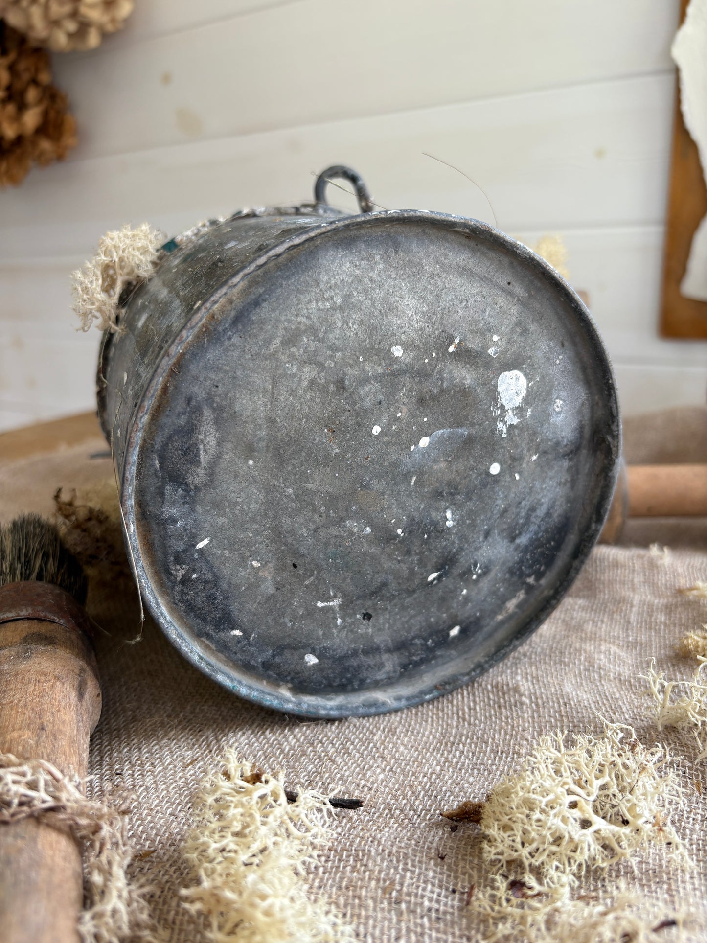 Vintage Galvanised Metal Paint Kettle