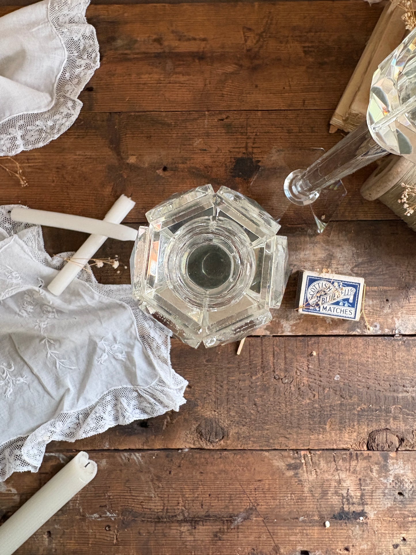 Vintage Clear Glass Candlesticks – Mixed Pairs