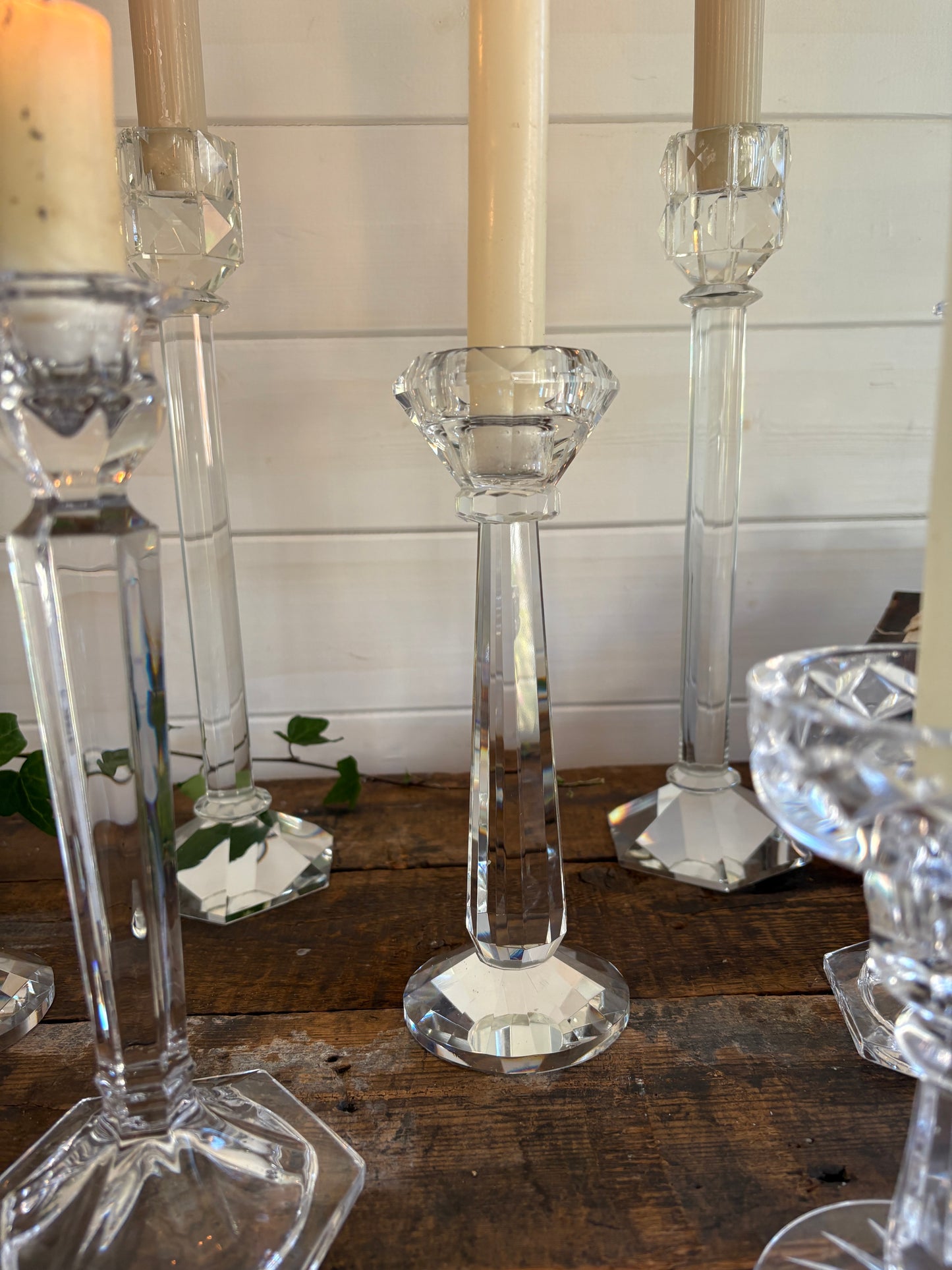 Vintage Clear Glass Candlesticks – Mixed Pairs