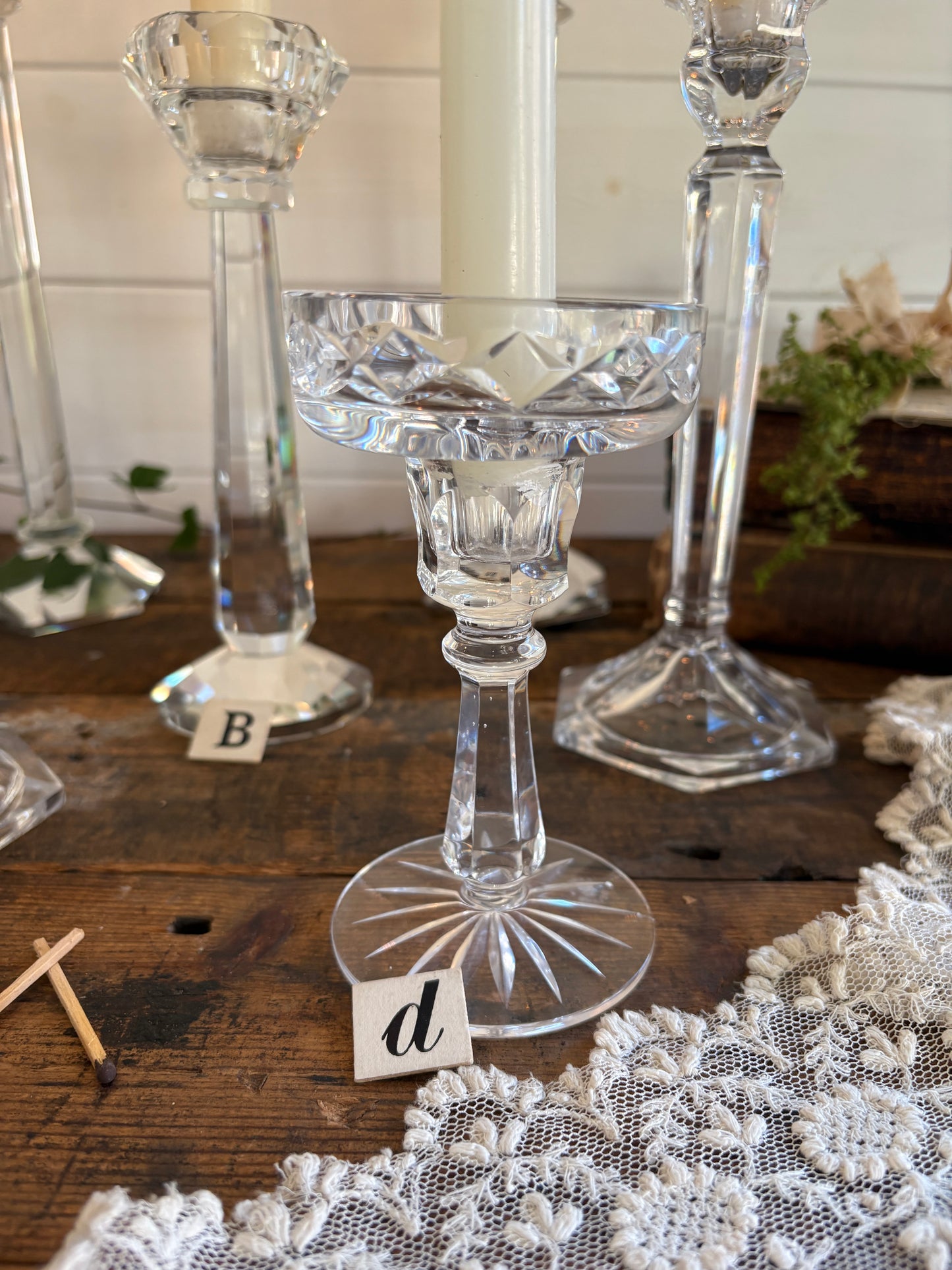 Vintage Clear Glass Candlesticks – Mixed Pairs