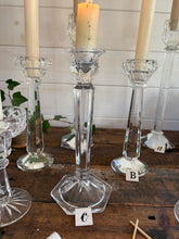 Load image into Gallery viewer, Vintage Clear Glass Candlesticks – Mixed Pairs
